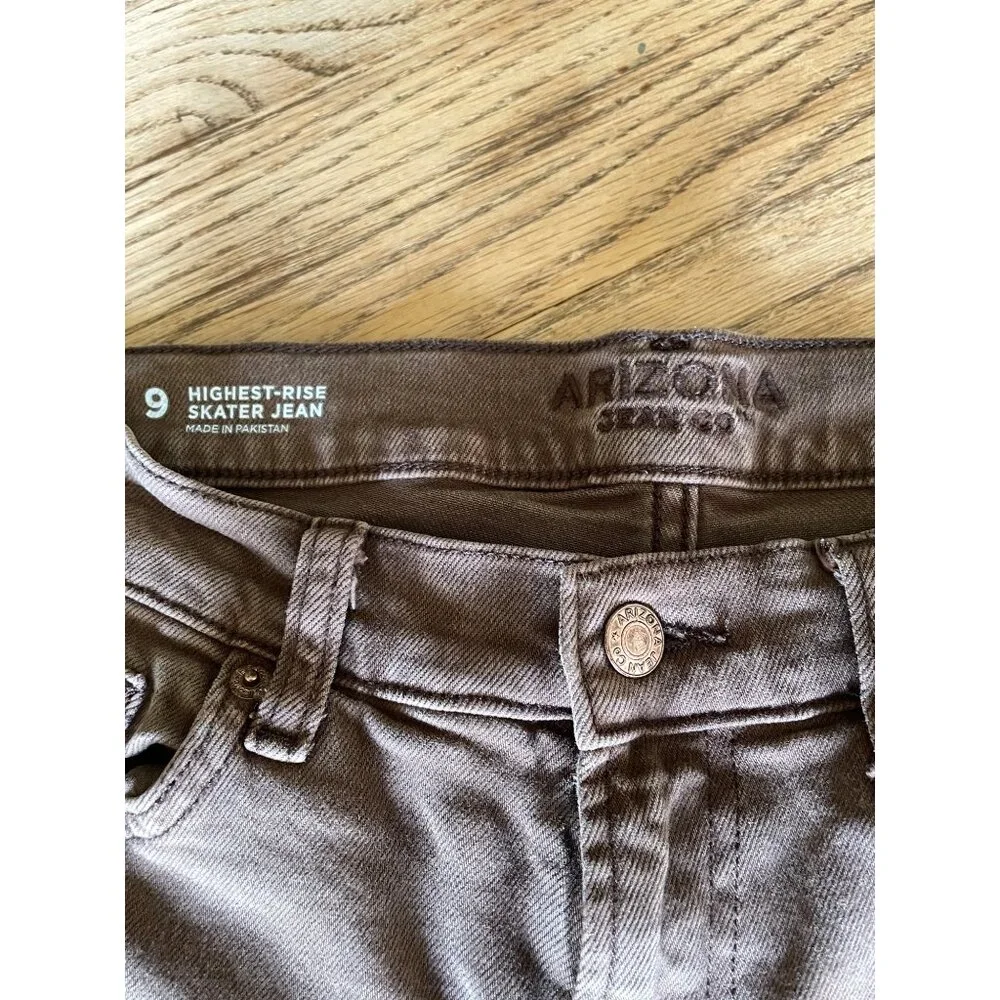Arizona Jean Co High Rise Skater Jean Juniors 9 Brown Denim Wide Leg